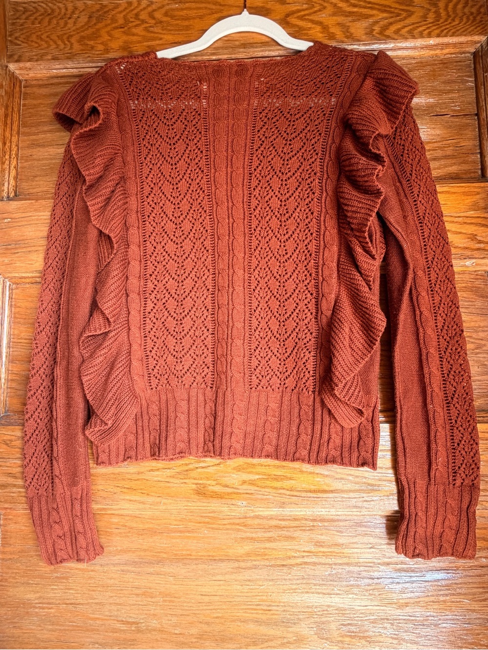Chelsea & Violet Rust Ruffle Knit Sweater - Picture 3 of 4